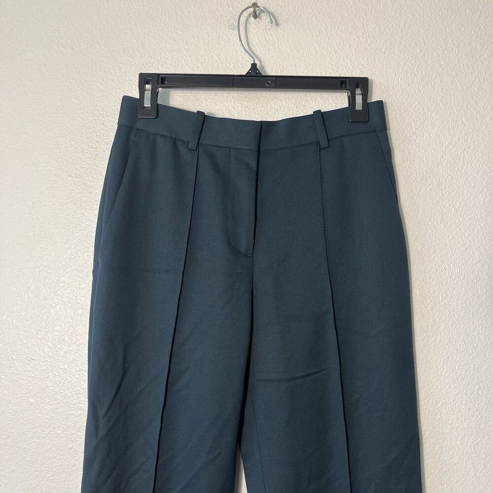 NEW Reiss Jade Wool Blend Wide Leg Suit Trousers Size 2 Pants in Green Designer - Picture 5 of 10